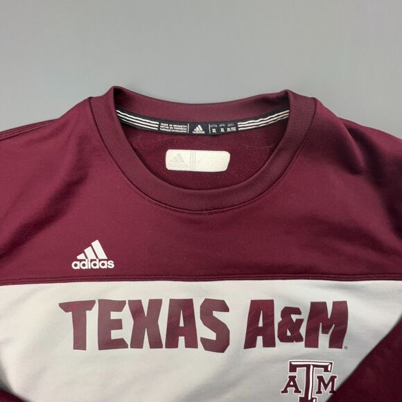 Adidas Pullover Mens XL Maroon Gray Aggie Texas A&M University Climalite - Picture 6 of 7
